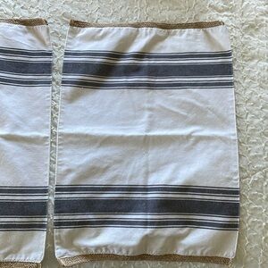 Hearth and home placemats. Blue & white striped. Braided twine detail. Lot of 2.